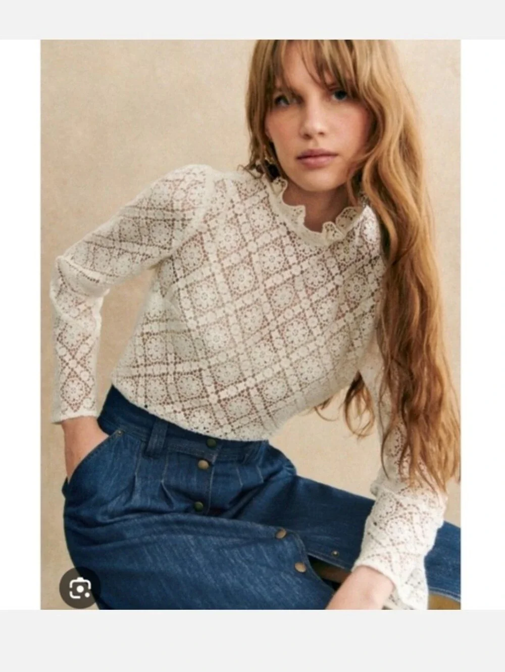 SEZANE EGLANTINE LACE BLOUSE - Picture 2 of 7